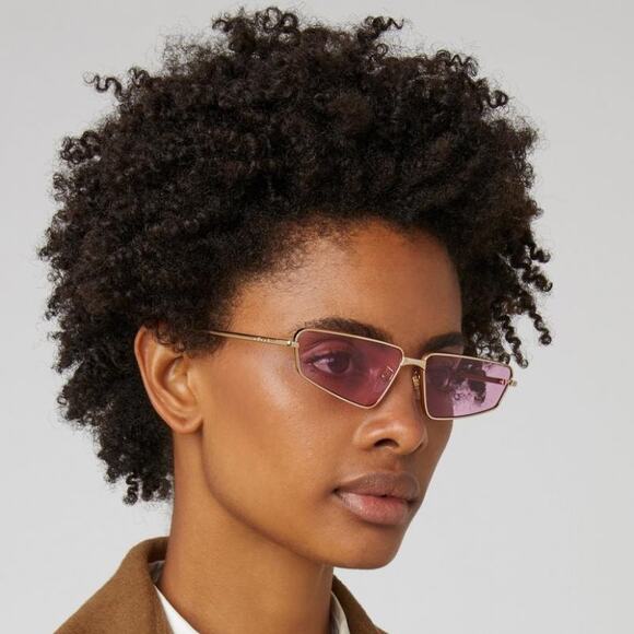 Gucci Women's Gold Red Cat Eye Rectangular Sunglasses Made in Italy K27-17 - Picture 1 of 9